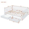 CAVINAS Full Size Wood Montessori Bed with 2 Drawers and Safety Guardrails,Modern Floor Bed Can Split Into 2 Beds,Toddler Bed for Bedroom - 3 of 4