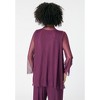 Roaman's Women's Plus Size Mesh Overlay Cardigan And Tank Set. - 3 of 4