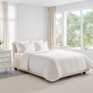 Angel Sar Queen Duvet Cover Set, 100% Cotton 3-Piece Bedding Set with Zipper Closure, White Duvet Cover 90x90 Inches - 1 of 4