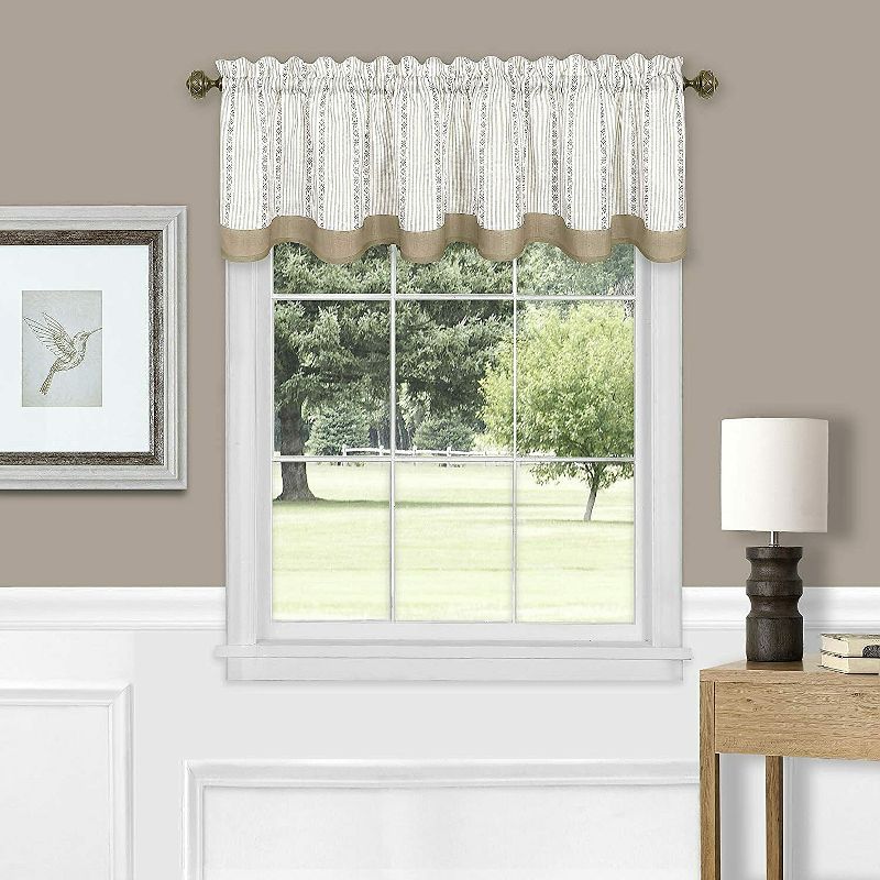 Kate Aurora Country Farmhouse Striped Window Valance Curtain Treatments - Assorted Colors, 1 of 4