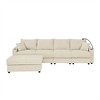 Modern 132" Corduroy L-Shaped Sectional Sofa with Storage Ottomans, Cup Holders & Phone Holder - 2 of 4