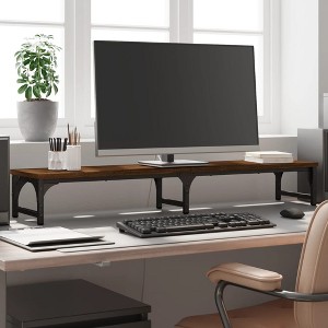 Aghana Digitals Brown Oak Ergonomic Monitor Stand with Storage - 41.3"x9.1"x6.1" Engineered Wood & - 1 of 4