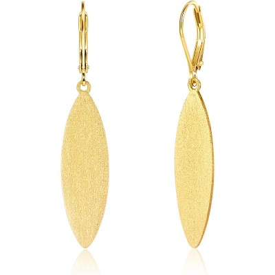 Sterling Silver Leaf Dangle Earrings for Women Trendy 14K Gold Plated Drop Earrings Hypoallergenic Leaf Shaped