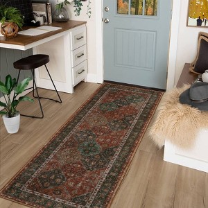 Vintage Rug Living Room Rug Floral Print Bedroom Rug Soft Non-Slip Low Pile Area Rug - 1 of 4