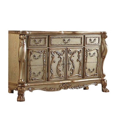 Dresden Gold Patina and Bone 7-Drawer Dresser with Mirror