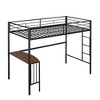 CAVINAS Twin Size Metal Loft Bed with Ladder & Fence,Modern Bed Frame with Desk for Bedroom,Study - 2 of 4