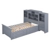 Twin Size Wood Platformbed with Vertical All-in-One Cabinet and 4 Drawers on each side White - 4 of 4
