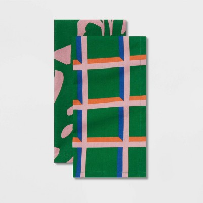 2pk Cotton Tea Towels Green - Opalhouse™