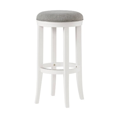Natick 30" White Rubberwood Backless Bar Stools, Set of 2