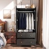 Shaker Style Classic Two-Door Wardrobe, Solid Wood Bedroom Armoire with Hanging Rod and Shelves, Spacious Storage Closet, Modern Farmhouse Design - 2 of 4