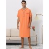 Lars Amadeus Men's Short Sleeves Henley Neck Comfy Sleeping Nightshirts - 2 of 4