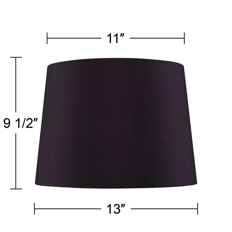 Springcrest Set of 2 Black Faux Silk Medium Drum Lamp Shades 11" Top x 13" Bottom x 9.5" Slant x 9.5" High (Spider) Replacement with Harp and Finial, 5 of 10
