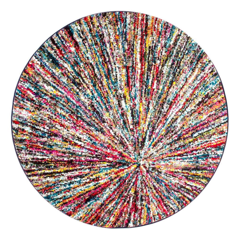5' Round Samira Warp Area Rug Pink - nuLOOM