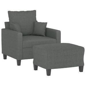 vidaXL Sofa Chair Accent Upholstered Single Sofa Chair with Footstool Fabric - Dark Gray - 1 of 4