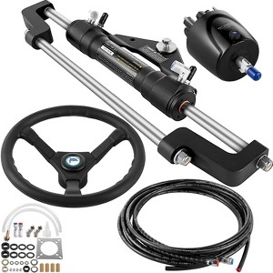 VEVOR Hydraulic Outboard Steering Kit 300HP, Hydraulic Steering Kit Helm Pump, with 16 Feet Hydraulic Steering Hose ,Silver & Black - 1 of 4