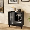 GustoWave Modern Green Wine Bar Cabinet, Liquor & Coffee Bar Sideboard with Wine Rack, Drawers & Glass Door for Kitchen, Dining, Living Room - 2 of 4