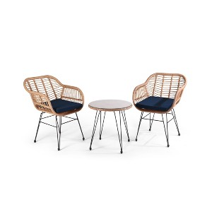 WestinTrends 3-Piece Wicker Outdoor Patio Conversation Set - 1 of 4