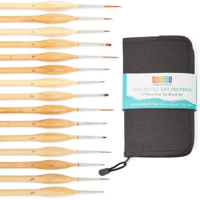 Bright Creations Set of 17 Fine Tip Paint Brush with Storage Bag for Arts and Crafts Supplies