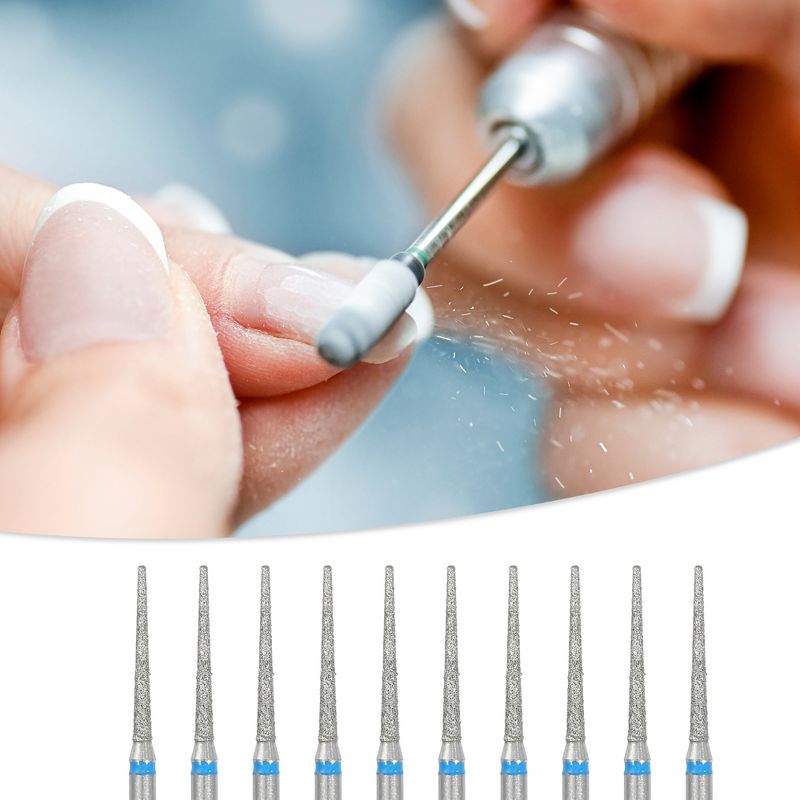 Unique Bargains Emery Nail Drill Bit Set for Acrylic Nails 3/32 Inch Nail Art Tools 44.4mm Length Blue 10 Pcs, 2 of 7