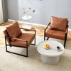 A Set of Classic Black PU Leather and Metal Frame Sofa Chairs - 3 of 4