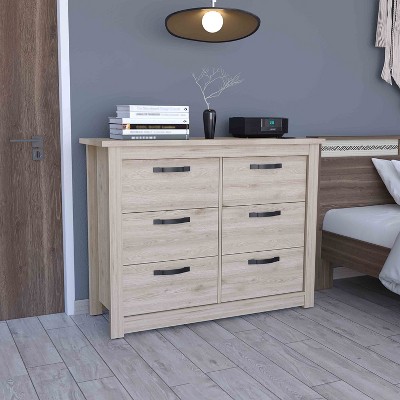 NicBex 6-Drawer Bedroom Dresser,Modern Dressers with Cut-Out Handles ,Chest of Drawers for Living Room,Dining Room,Hallway