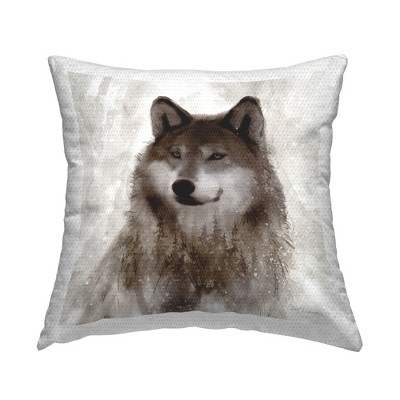 Stupell Industries Woodland Wild Wolf Portrait Abstract Fir Tree Forest