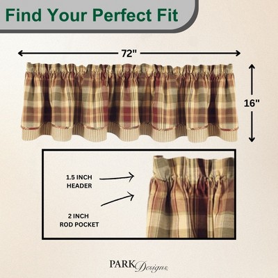Red and Tan Plaid Cotton Rod Pocket Valance