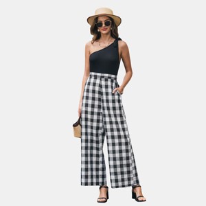 Women's Chic One-Shoulder Gingham Jumpsuit - Cupshe - 1 of 4