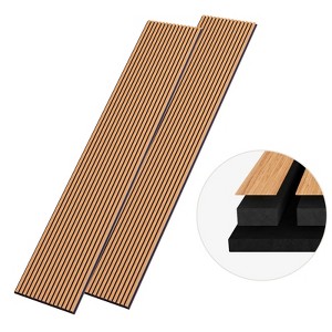 SMARTSTANDARD 105.9 in. x 20.47 in. x 0.9 in. Slat Wood Acoustic Sound Absorbing 3D Decorative Wall Paneling, 2-Pack - 1 of 4