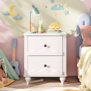 Besiost Wooden Nightstand with Charging Station, Storage Dresser with 2 Drawers - 1 of 4