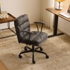 Karl Home | 24.4 Inch Upholstered Swivel Office Chair With Leg Pegs And Wheels - 3 of 4