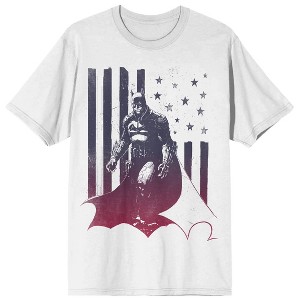 Batman Americana Stars And Stripes Men's White T-shirt - 1 of 3