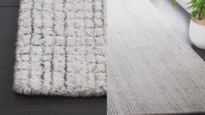 Ivory and Grey Abstract Hand-Tufted Wool Area Rug, 8' x 10'