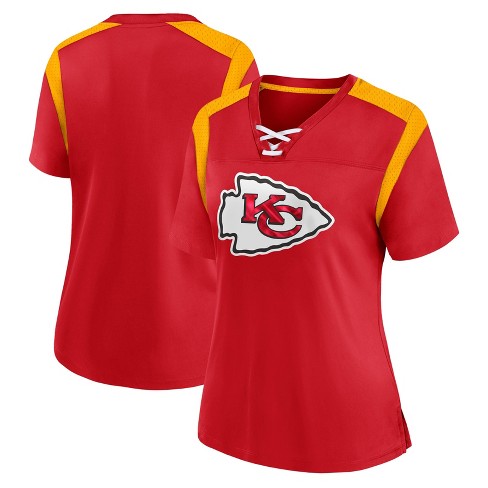 Nfl Kansas City Chiefs Women s Short Sleeve Lace Up V neck Fashion Jersey S Target