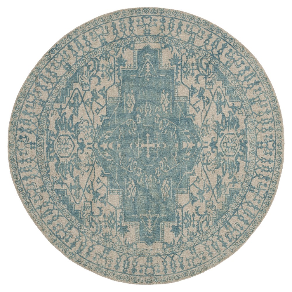 Restoration Vintage Rug - Ivory/Turquoise - (6'x6' Round) - Safavieh