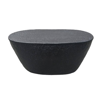 The Urban Port 36" Coffee Table Handcrafted Hammered Design Matte Black Sculptural Aluminum Frame Black