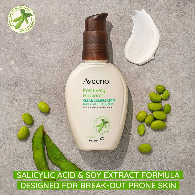 Aveeno Clear Complexion Acne Facial Moisturizer with Soy &#38; Salicylic Acid for Acne Prone Skin - 4 fl oz, 5 of 12