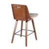 Mid-Century Counter Stool with Walnut Frame and Fabric Upholstered Seat for Kitchen or Dining (Set of 2) - 3 of 4