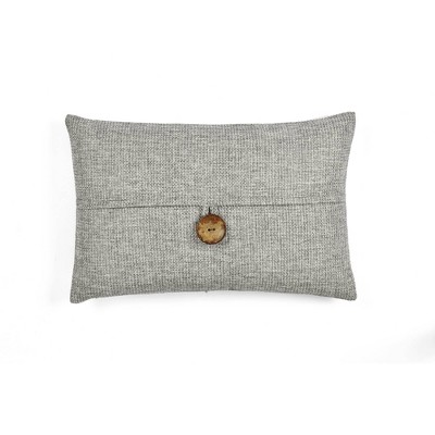 Oversize Linen Texture Woven Button Family-Friendly Throw Pillow Cover - Lush Décor