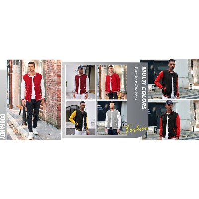 COOFANDY Men's Fashion Varsity Jacket Causal Slim Fit Cotton Letterman Baseball Bomber Jackets Black L — фото 2