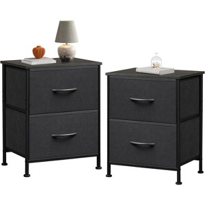 SEVOBAL 2PCS Nightstand 2 Drawers Bedside Table Removable Bins Sturdy Organizer Furniture for Bedroom Nursery Closet Living Room, Black, 18"*11.8"*20" - 1 of 4