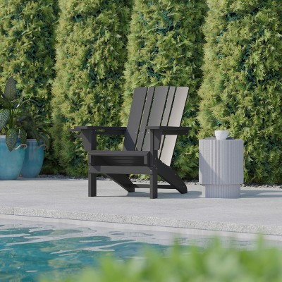 Gray HDPE Adirondack Chair with Cup Holder
