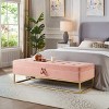 TiramisuBest 64.5" Velvet Storage Bed Bench - Tufted Chaise Lounge with Antique Nails, Khaki - 3 of 4