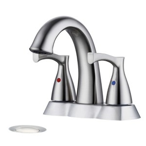 Dual-Knob Bathroom Faucet: 4" Centerset, Satin Nickel, Pop-Up Drain - 1 of 4