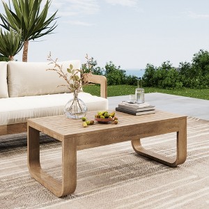POVISON 39" Large Metal Outdoor Rectangle Coffee Table, Weather Resistant Coffee Table for Deck Porch Balcony Backyard Garden - 1 of 4