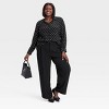 Women's Long Sleeve Collared Button-Down Shirt - A New Day™ Black Polka Dots - 3 of 3