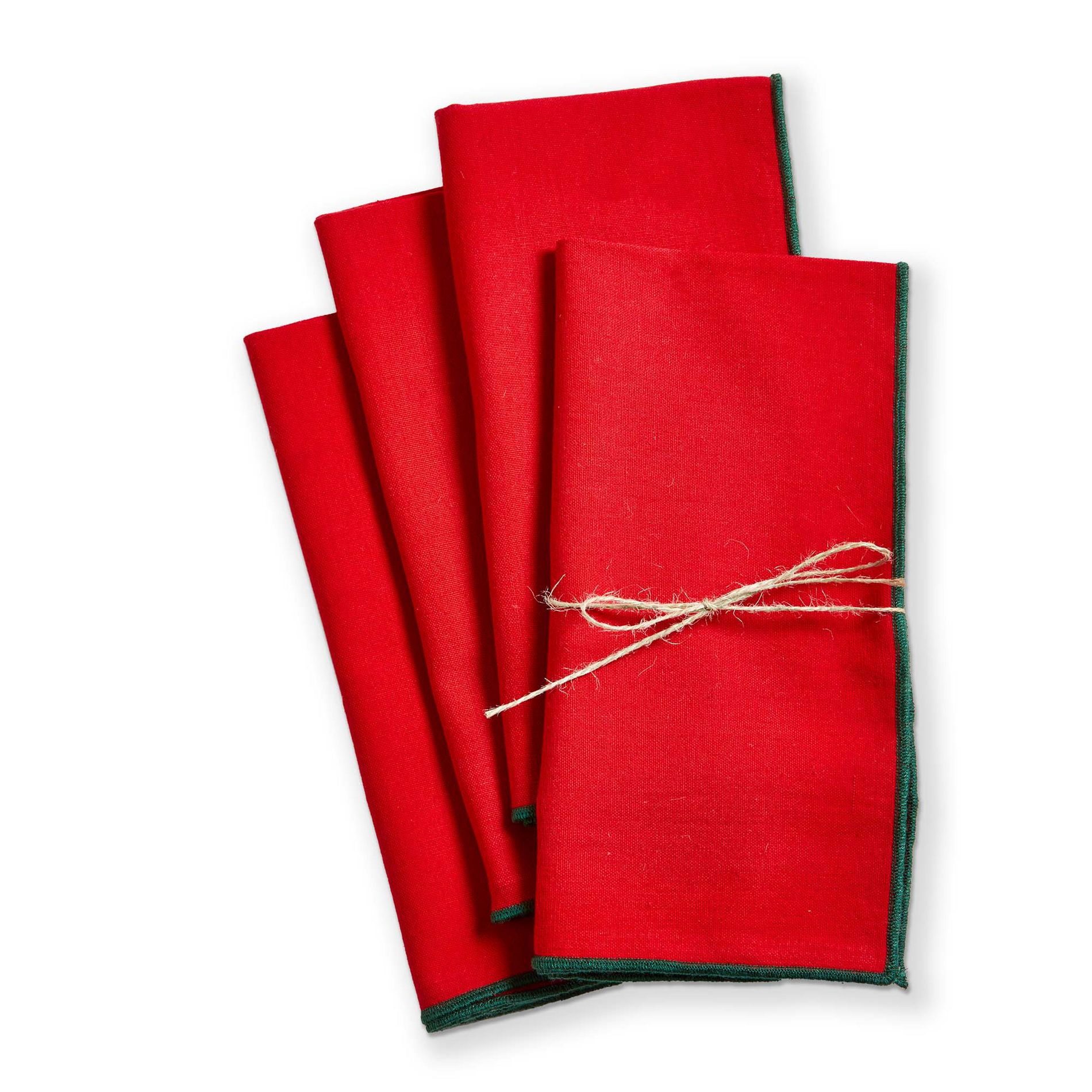 tag Color Pop Red Cloth Napkins - 20" x 20" Cotton Kitchen Textiles for Christmas - Machine Washable