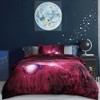 PiccoCasa Unique Bargains PiccoCasa Galaxy Sky Cosmos Night Pattern 3D Printed Single Size Bedding Quilt Duvet Cover Set Red 2 Pcs - 2 of 4