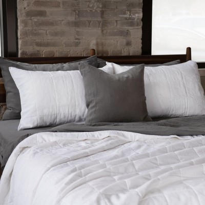 White Cotton Quilted Standard/Queen Sham Set