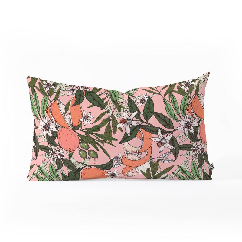 Marta Barragan Camarasa Olives In The Orange Flowers Oblong Lumbar Throw Pillow Pink - Deny Designs, 1 of 5